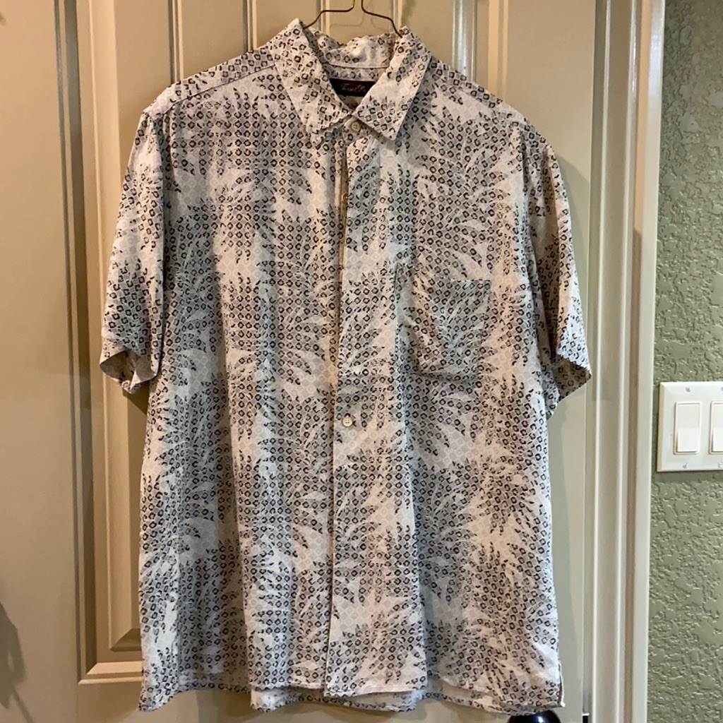 Mens Button Down Tropical Shirt By Tasso Elba Brand Euc
